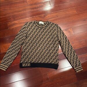 Fendi Beige and Black Monogram Sweater